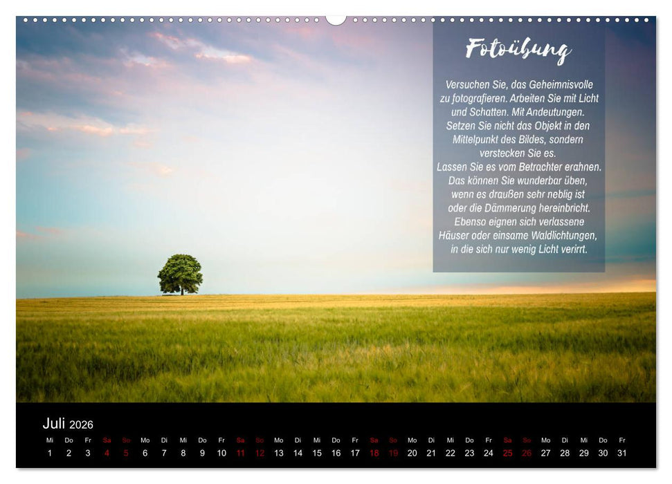 Die Schönheit der Natur - Naturfotografie-Kalender mit Foto- und Kreativübungen (CALVENDO Premium Wandkalender 2026)