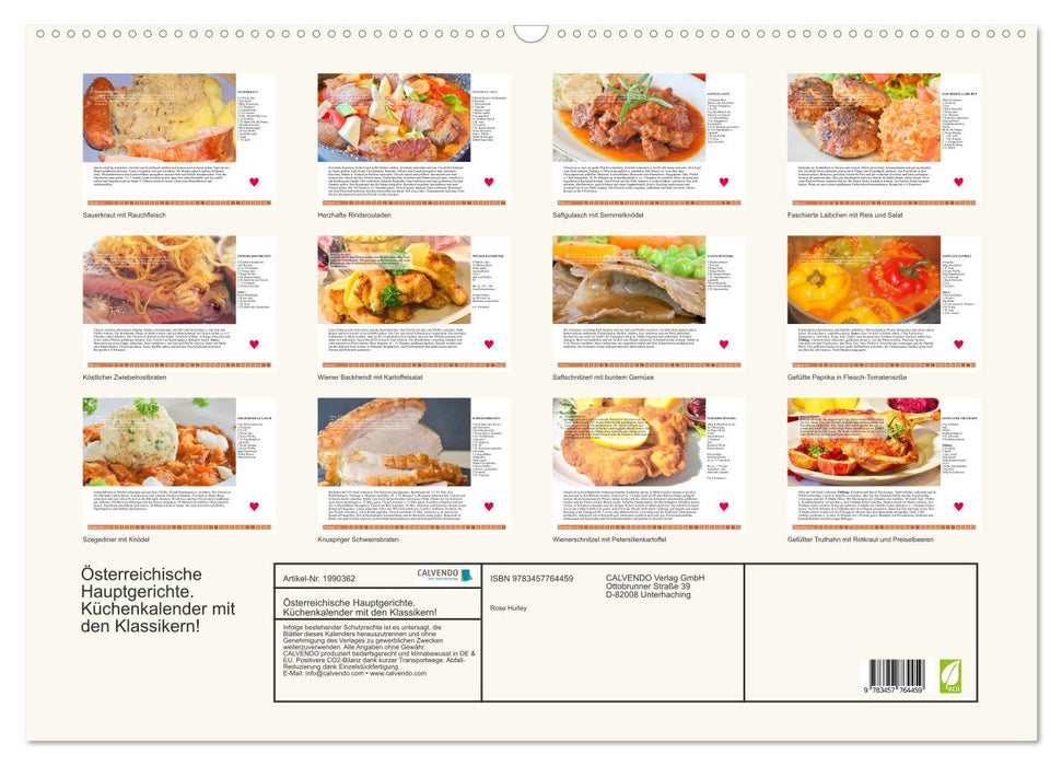 Österreichische Hauptgerichte. Küchenkalender mit den Klassikern! (CALVENDO Wandkalender 2026)