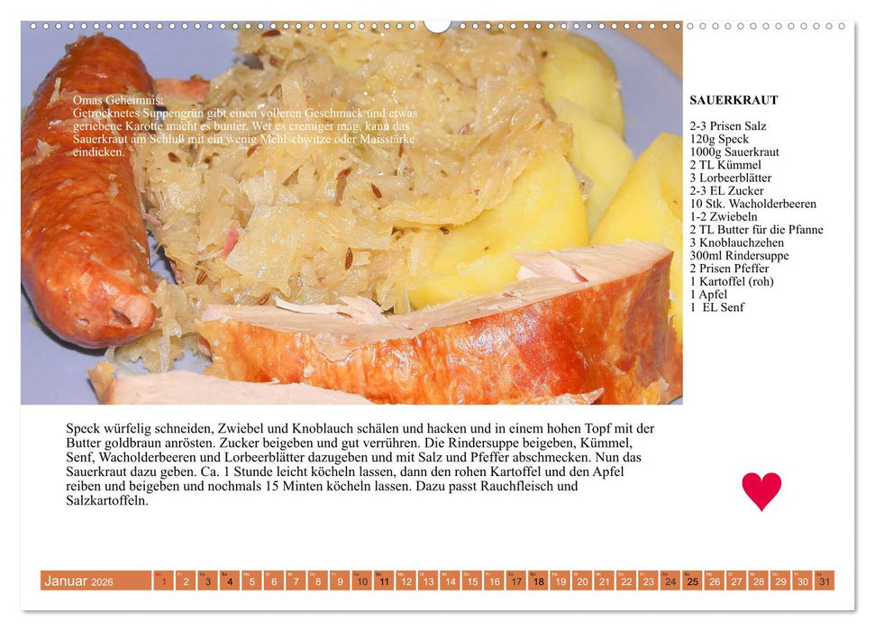 Österreichische Hauptgerichte. Küchenkalender mit den Klassikern! (CALVENDO Wandkalender 2026)