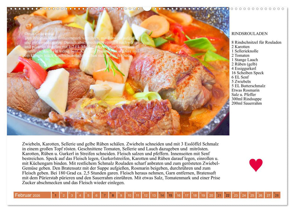 Österreichische Hauptgerichte. Küchenkalender mit den Klassikern! (CALVENDO Wandkalender 2026)
