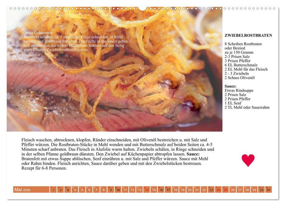 Österreichische Hauptgerichte. Küchenkalender mit den Klassikern! (CALVENDO Wandkalender 2026)