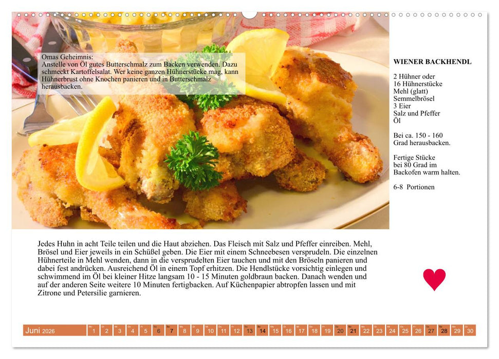Österreichische Hauptgerichte. Küchenkalender mit den Klassikern! (CALVENDO Wandkalender 2026)