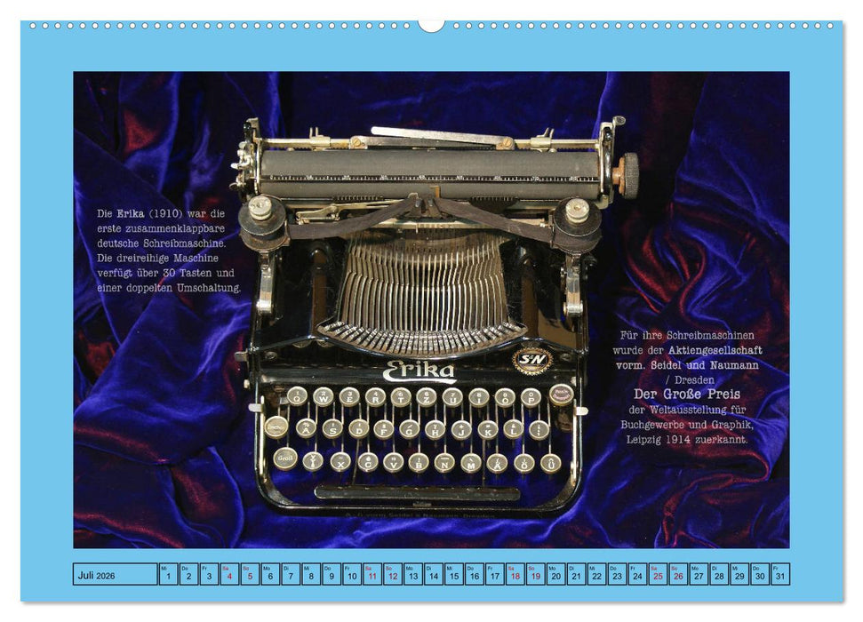Schreibmaschinen um 1900 (CALVENDO Premium Wandkalender 2026)