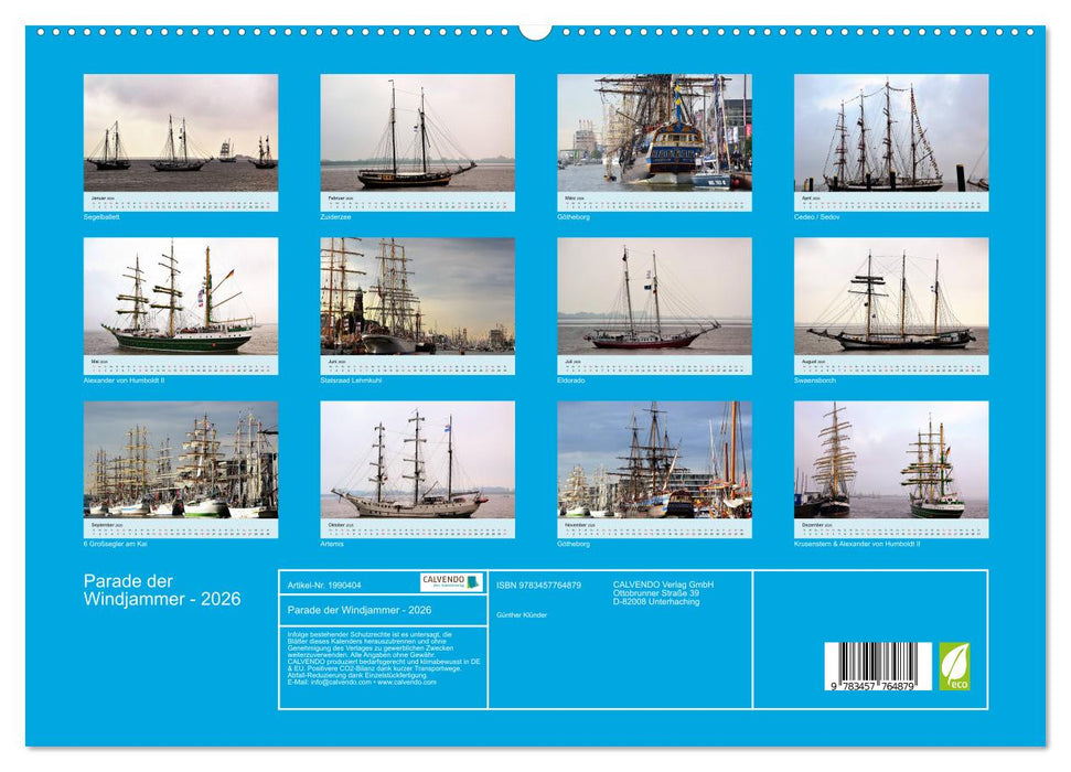 Parade der Windjammer - 2026 (CALVENDO Premium Wandkalender 2026)