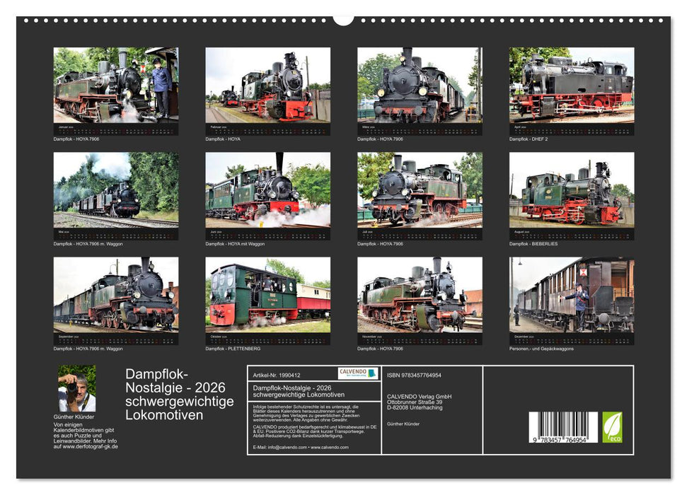 Dampflok-Nostalgie - 2026 schwergewichtige Lokomotiven (CALVENDO Premium Wandkalender 2026)