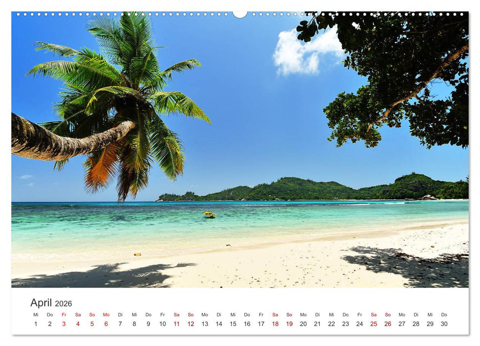 Traumstrände der Seychellen (CALVENDO Premium Wandkalender 2026)