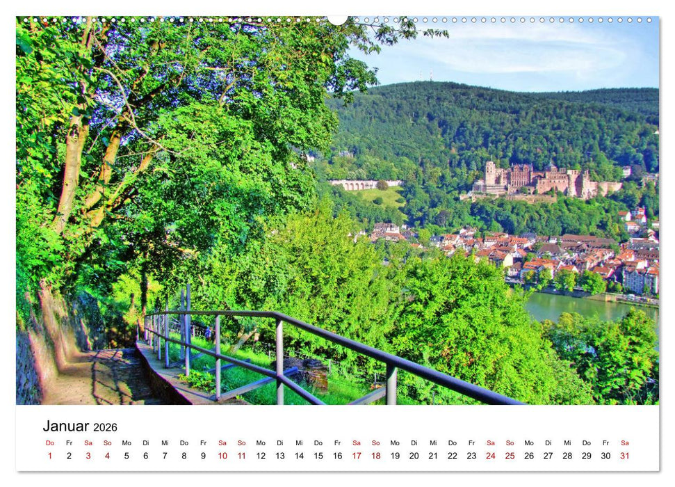 Heidelberg - Heiligenberg und Philosophenweg (CALVENDO Premium Wandkalender 2026)