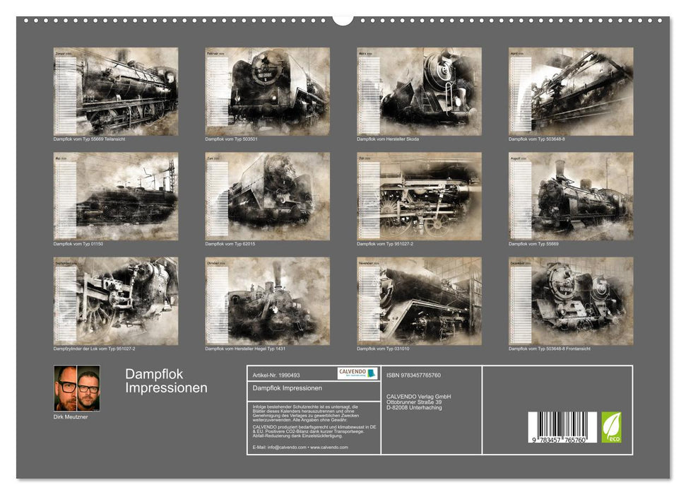 Dampflok Impressionen (CALVENDO Premium Wandkalender 2026)