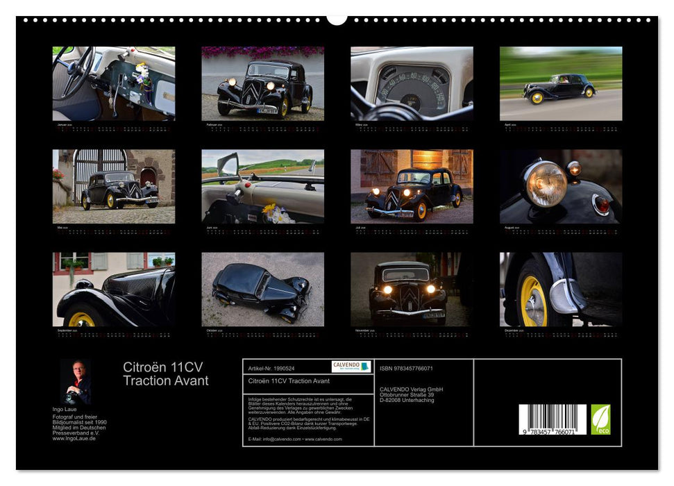 Citroën 11CV Traction Avant (CALVENDO Premium Wandkalender 2026)