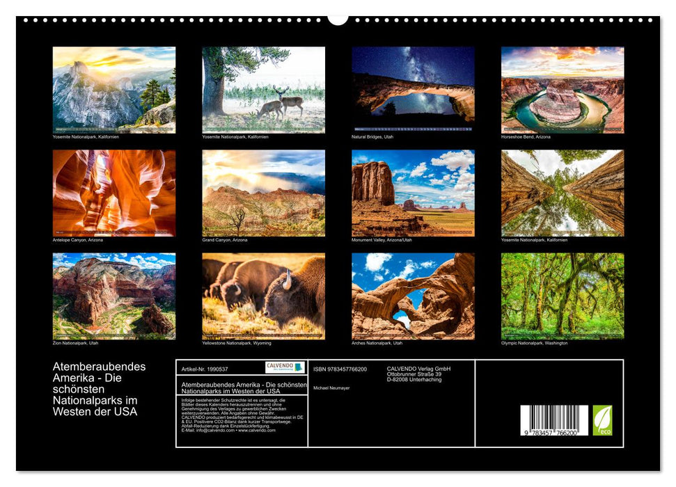 Atemberaubendes Amerika - Die schönsten Nationalparks im Westen der USA (CALVENDO Premium Wandkalender 2026)