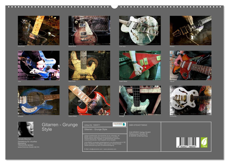 Gitarren - Grunge Style (CALVENDO Premium Wandkalender 2026)