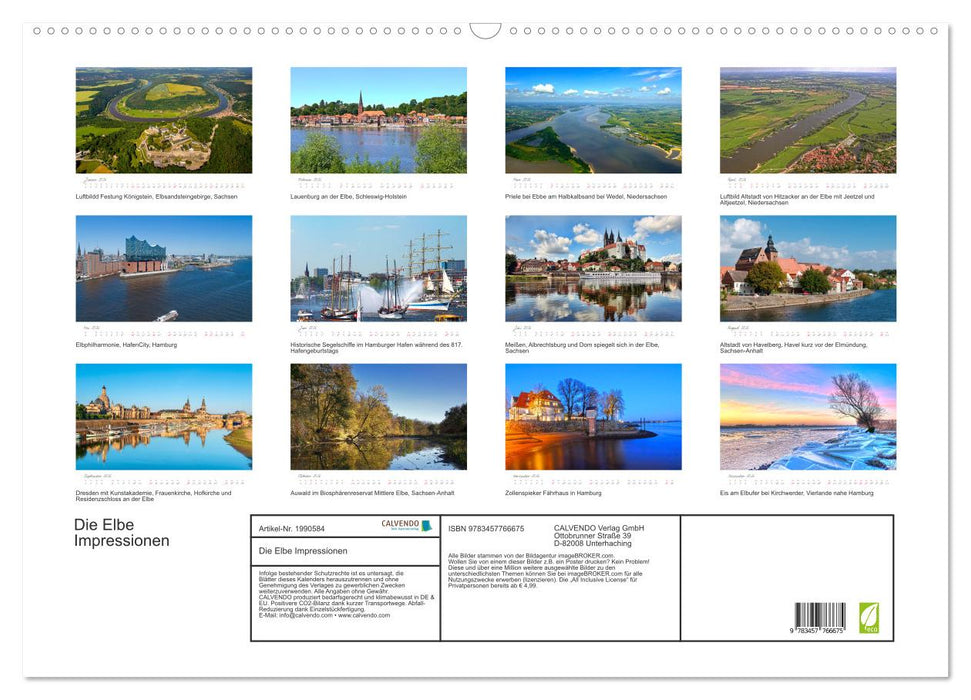Die Elbe Impressionen (CALVENDO Wandkalender 2026)