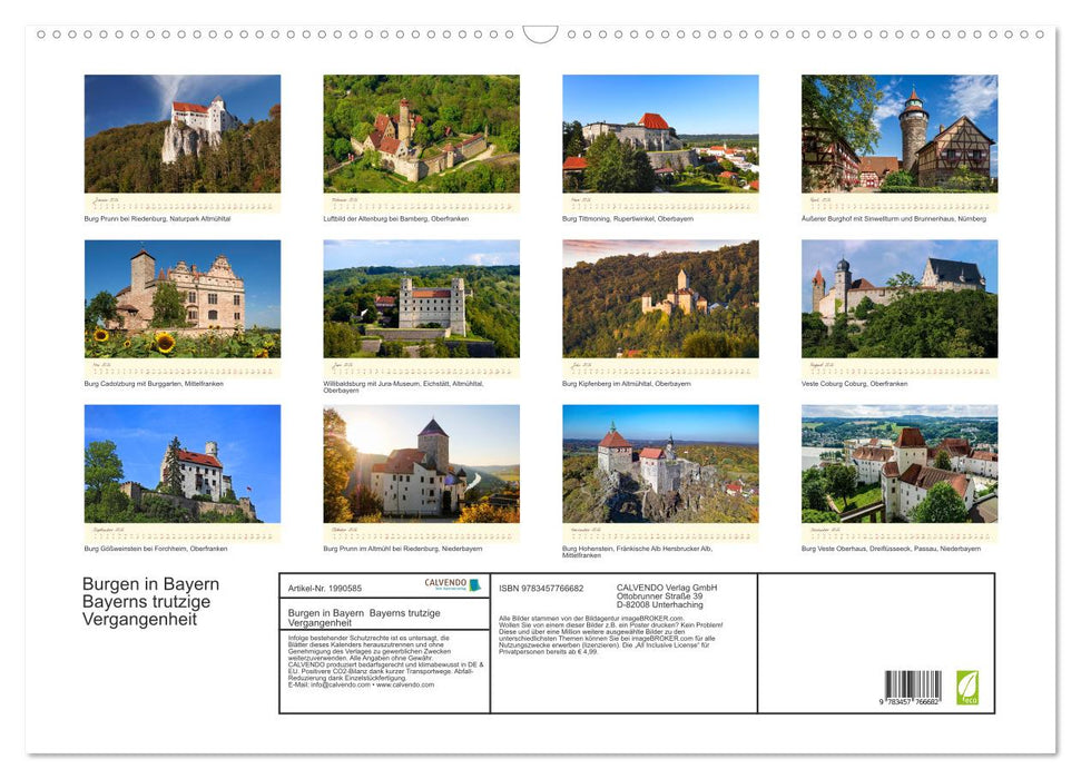 Burgen in Bayern Bayerns trutzige Vergangenheit (CALVENDO Wandkalender 2026)