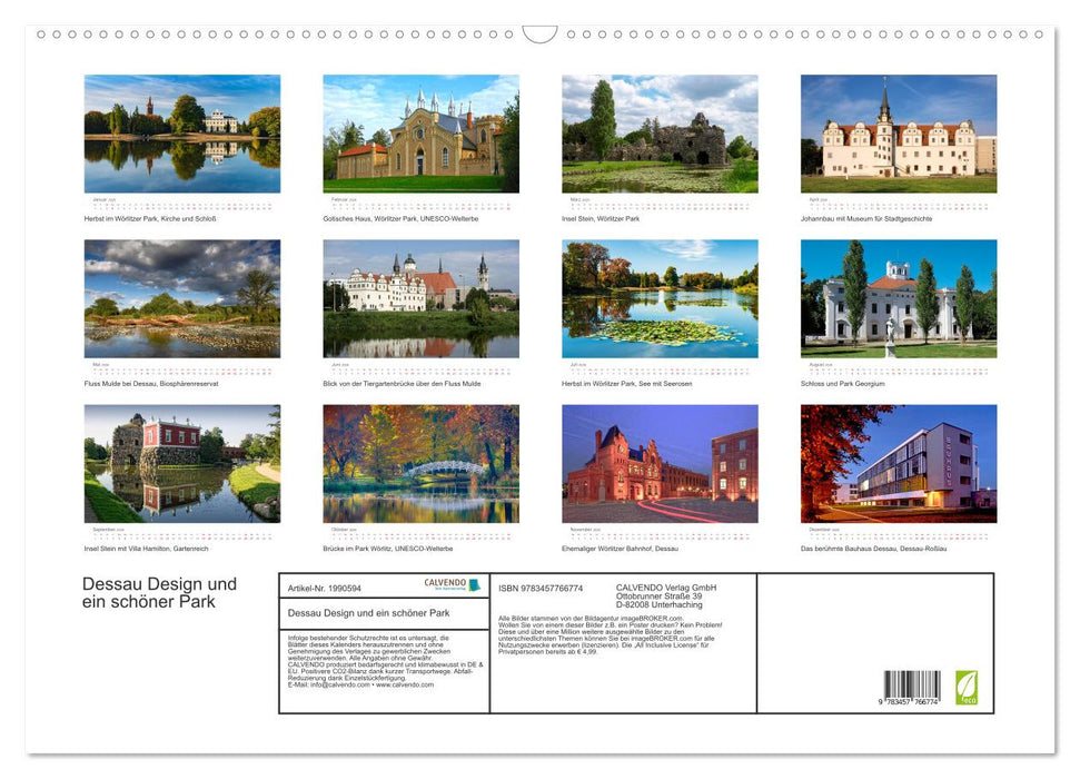Dessau Design und ein schöner Park (CALVENDO Wandkalender 2026)
