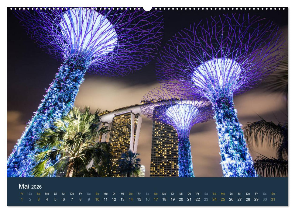 Singapur bei Nacht und Tag (CALVENDO Premium Wandkalender 2026)
