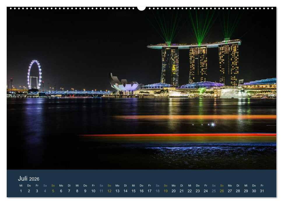 Singapur bei Nacht und Tag (CALVENDO Premium Wandkalender 2026)