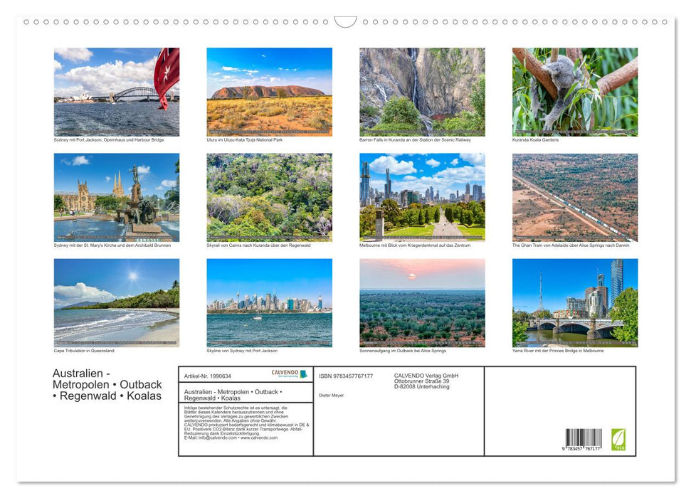 Australien - Metropolen • Outback • Regenwald • Koalas (CALVENDO Wandkalender 2026)
