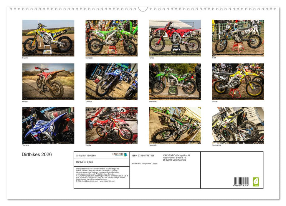 Dirtbikes 2026 (CALVENDO Wandkalender 2026)