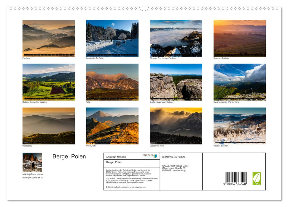 Berge. Polen (CALVENDO Premium Wandkalender 2026)