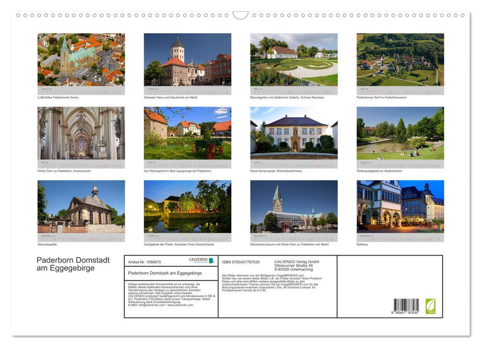 Paderborn Domstadt am Eggegebirge (CALVENDO Wandkalender 2026)