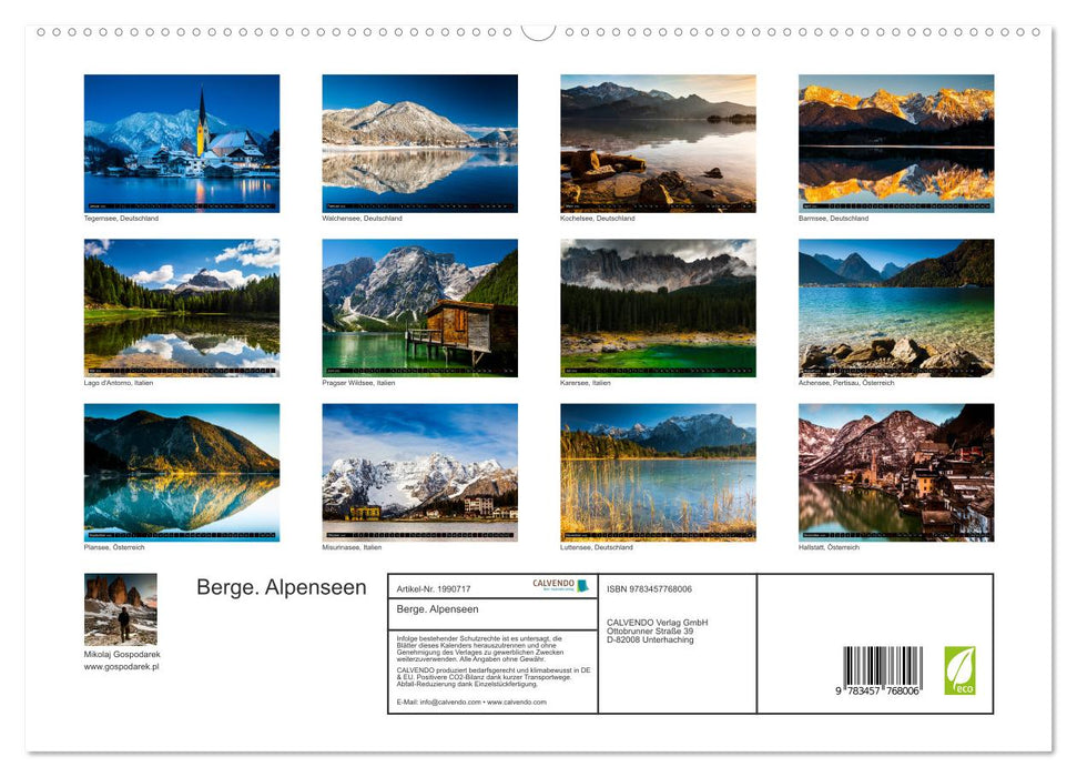 Berge. Alpenseen (CALVENDO Premium Wandkalender 2026)