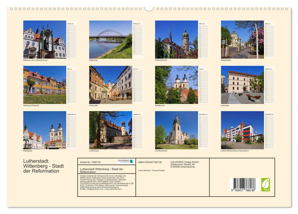Lutherstadt Wittenberg - Stadt der Reformation (CALVENDO Premium Wandkalender 2026)