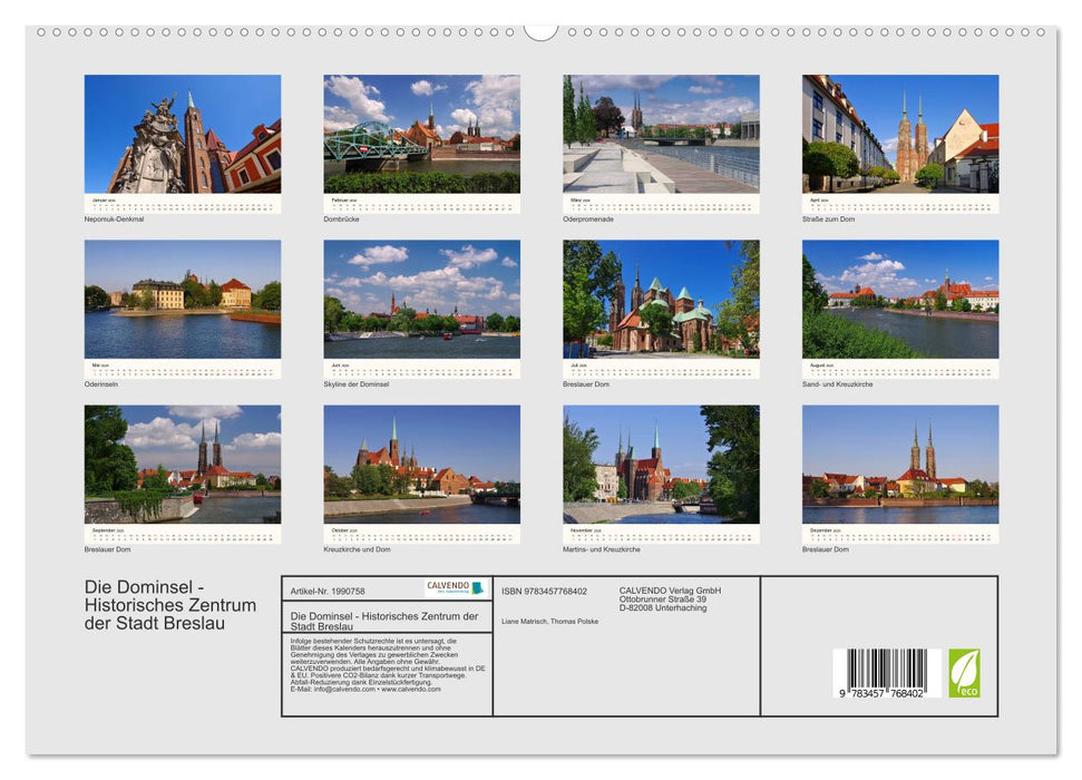 Die Dominsel - Historisches Zentrum der Stadt Breslau (CALVENDO Premium Wandkalender 2026)