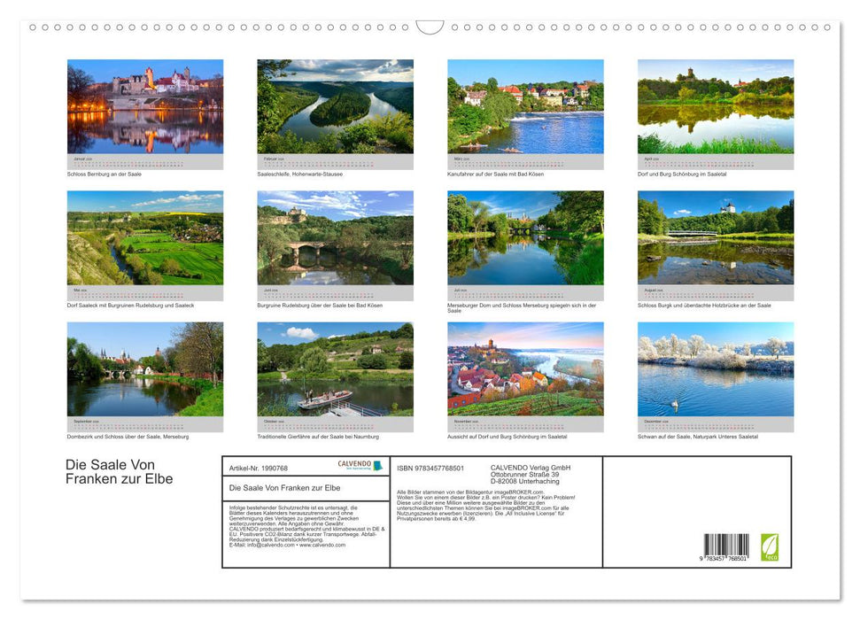 Die Saale Von Franken zur Elbe (CALVENDO Wandkalender 2026)