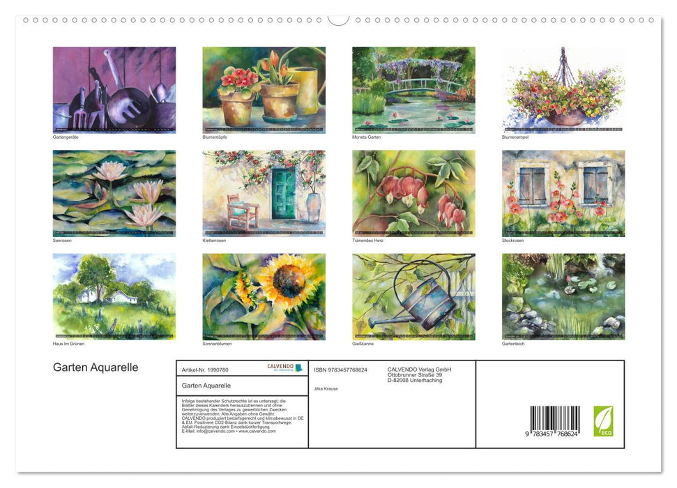 Garten Aquarelle (CALVENDO Premium Wandkalender 2026)
