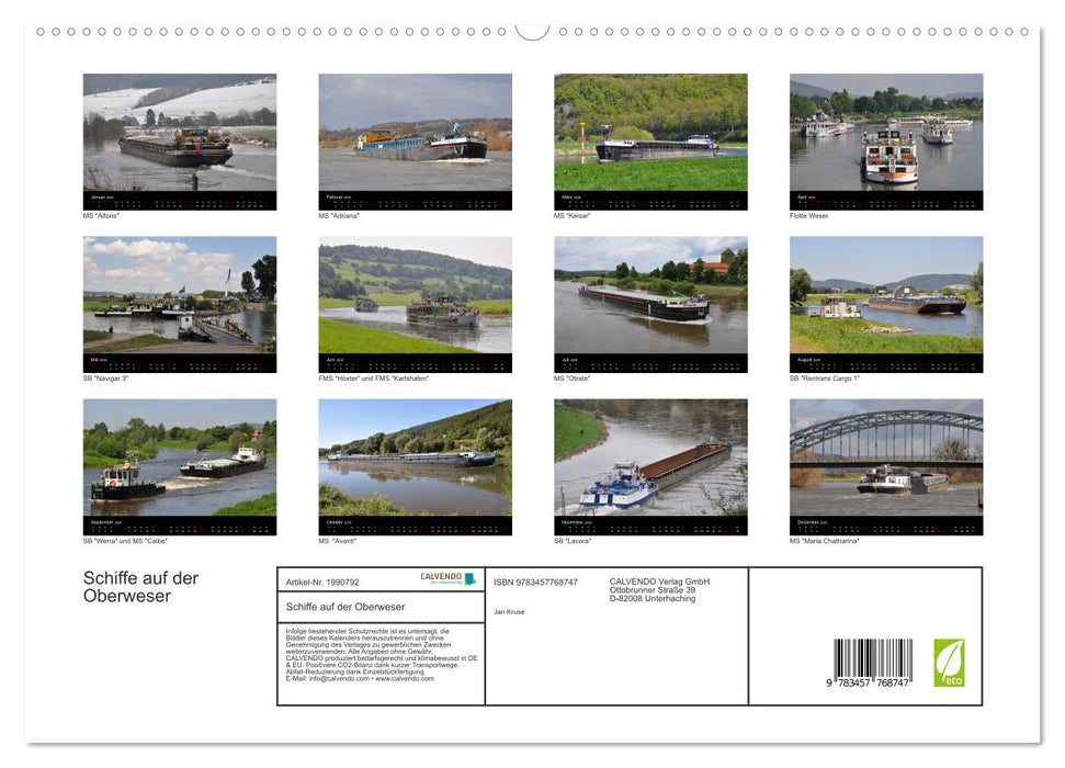 Schiffe auf der Oberweser (CALVENDO Premium Wandkalender 2026)