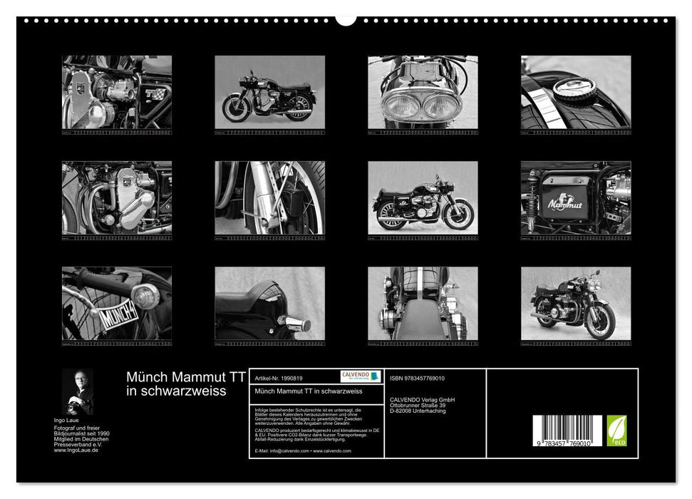 Münch Mammut TT in schwarzweiss (CALVENDO Premium Wandkalender 2026)