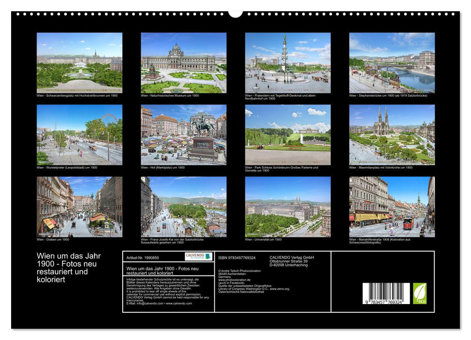 Wien um das Jahr 1900 - Fotos neu restauriert und koloriert (CALVENDO Premium Wandkalender 2026)