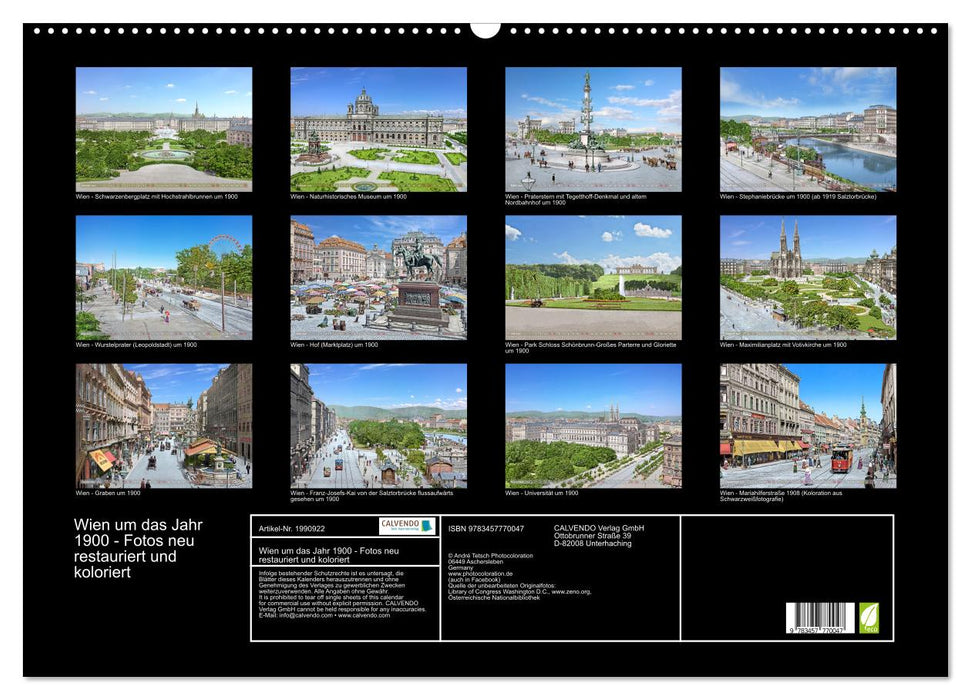 Wien um das Jahr 1900 - Fotos neu restauriert und koloriert (CALVENDO Wandkalender 2026)