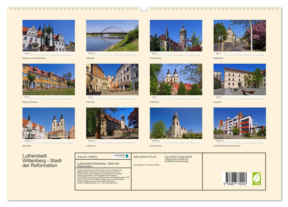 Lutherstadt Wittenberg - Stadt der Reformation (CALVENDO Premium Wandkalender 2026)