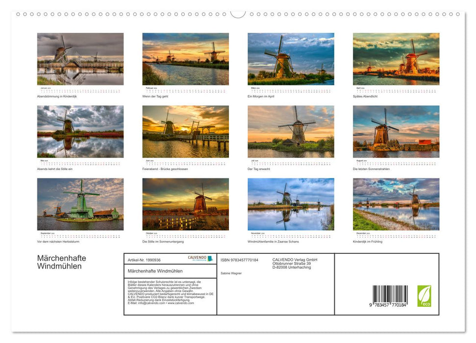 Märchenhafte Windmühlen (CALVENDO Premium Wandkalender 2026)