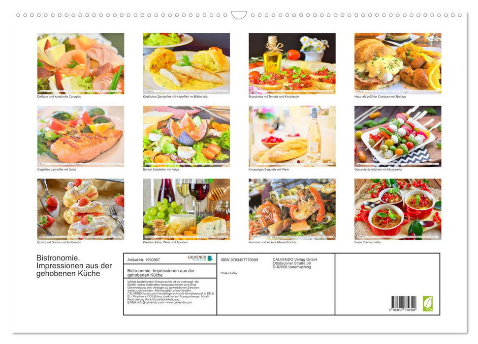 Bistronomie. Impressionen aus der gehobenen Küche (CALVENDO Wandkalender 2026)