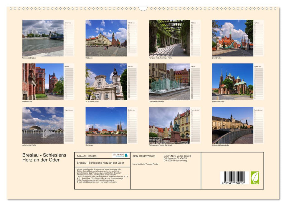 Breslau - Schlesiens Herz an der Oder (CALVENDO Premium Wandkalender 2026)