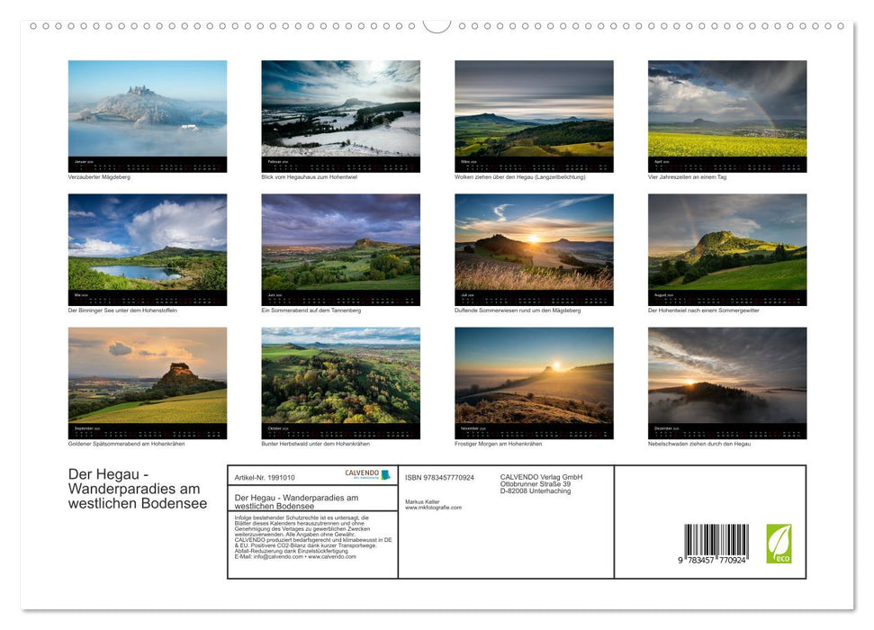 Der Hegau - Wanderparadies am westlichen Bodensee (CALVENDO Premium Wandkalender 2026)