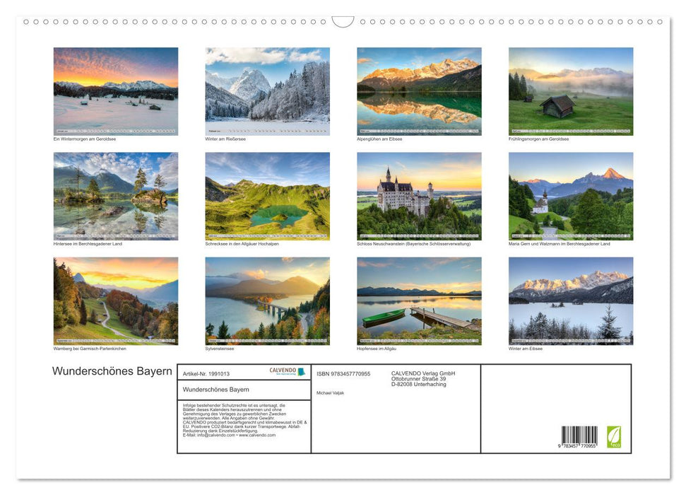 Wunderschönes Bayern (CALVENDO Wandkalender 2026)