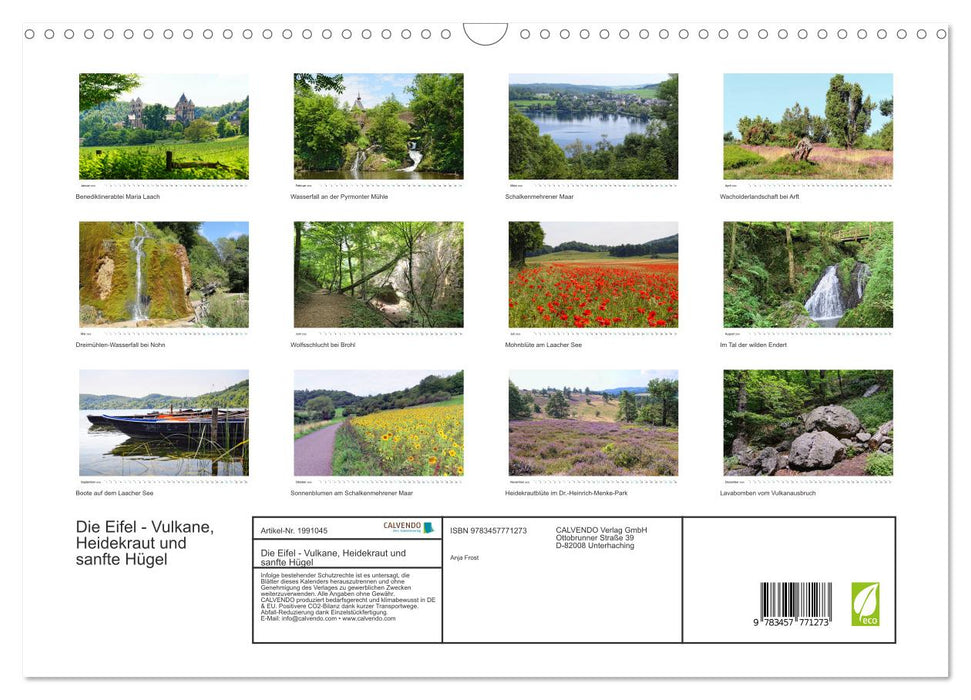 Die Eifel - Vulkane, Heidekraut und sanfte Hügel (CALVENDO Wandkalender 2026)