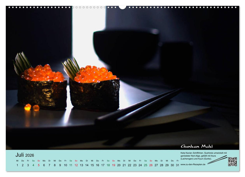 Sushi - Sashimi mit Anleitung für perfektes Gelingen (CALVENDO Premium Wandkalender 2026)