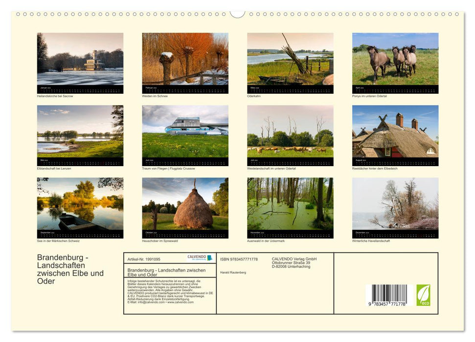 Brandenburg - Landschaften zwischen Elbe und Oder (CALVENDO Premium Wandkalender 2026)