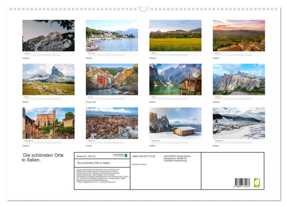 Die schönsten Orte in Italien. (CALVENDO Wandkalender 2026)