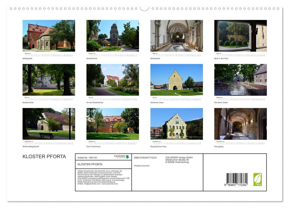 KLOSTER PFORTA (CALVENDO Premium Wandkalender 2026)