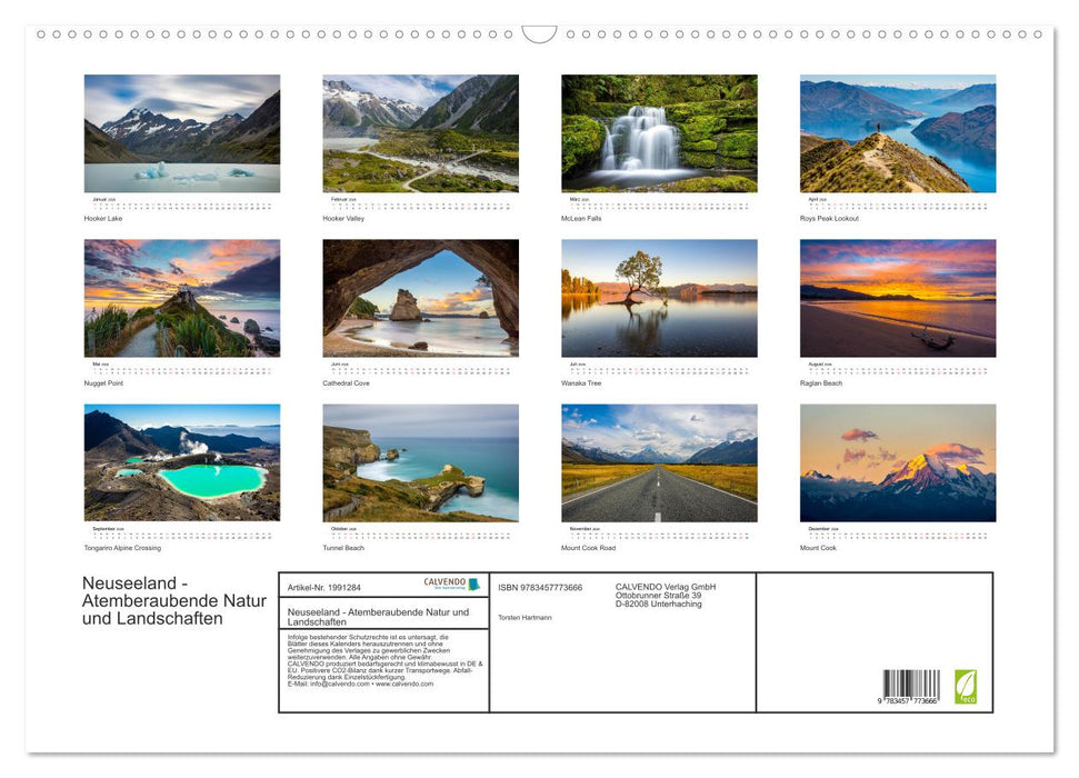 Neuseeland - Atemberaubende Natur und Landschaften (CALVENDO Wandkalender 2026)