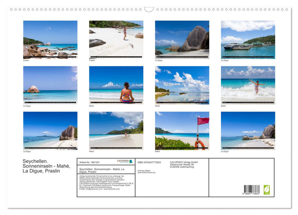 Seychellen. Sonneninseln - Mahé, La Digue, Praslin (CALVENDO Wandkalender 2026)