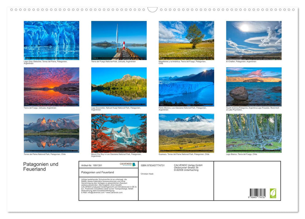 Patagonien und Feuerland (CALVENDO Wandkalender 2026)