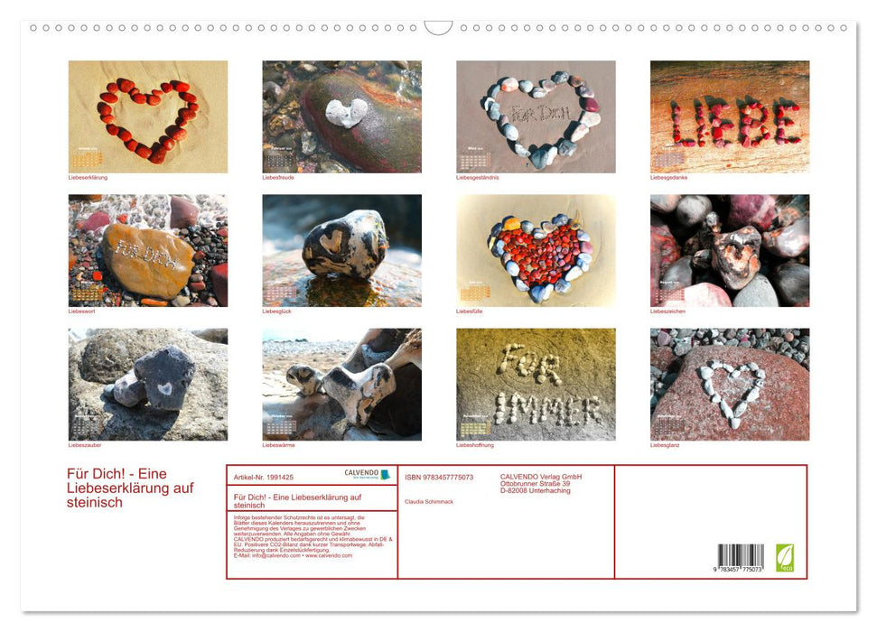 Für Dich! - Eine Liebeserklärung auf steinisch (CALVENDO Wandkalender 2026)