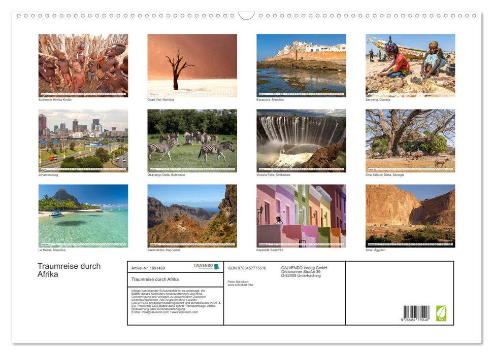 Traumreise durch Afrika (CALVENDO Wandkalender 2026)