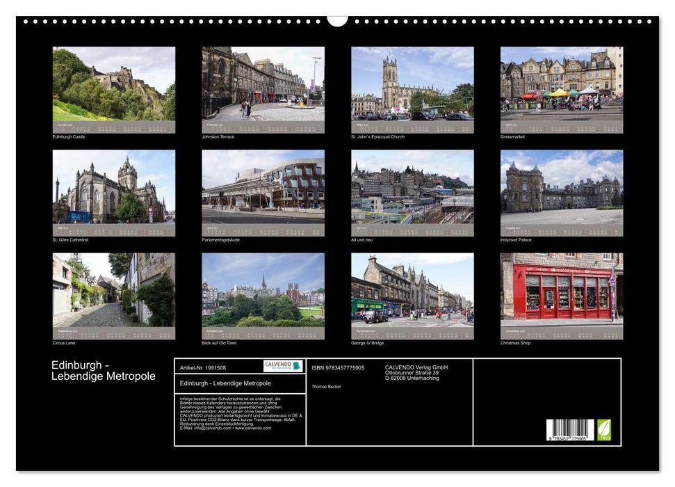 Edinburgh - Lebendige Metropole (CALVENDO Wandkalender 2026)